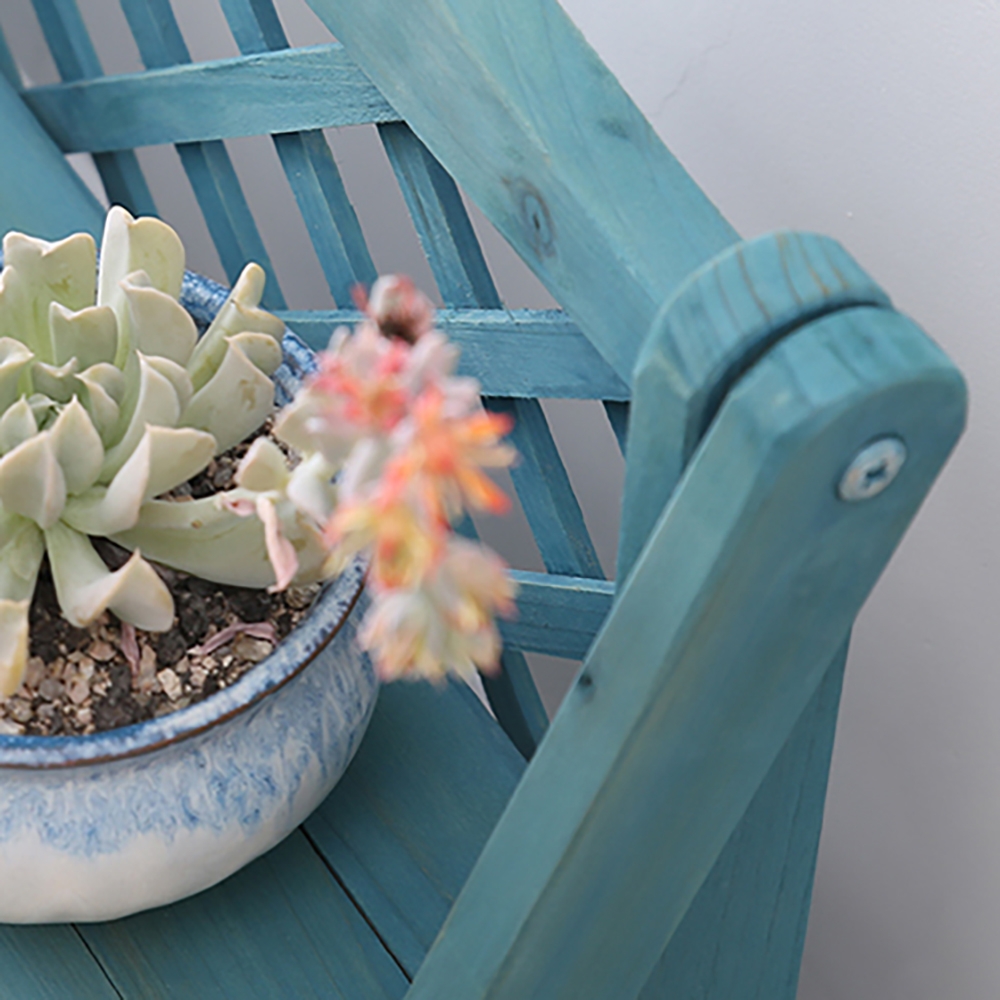 Vintage Wood Plant Stand Folding Shelves Set of 2 window image