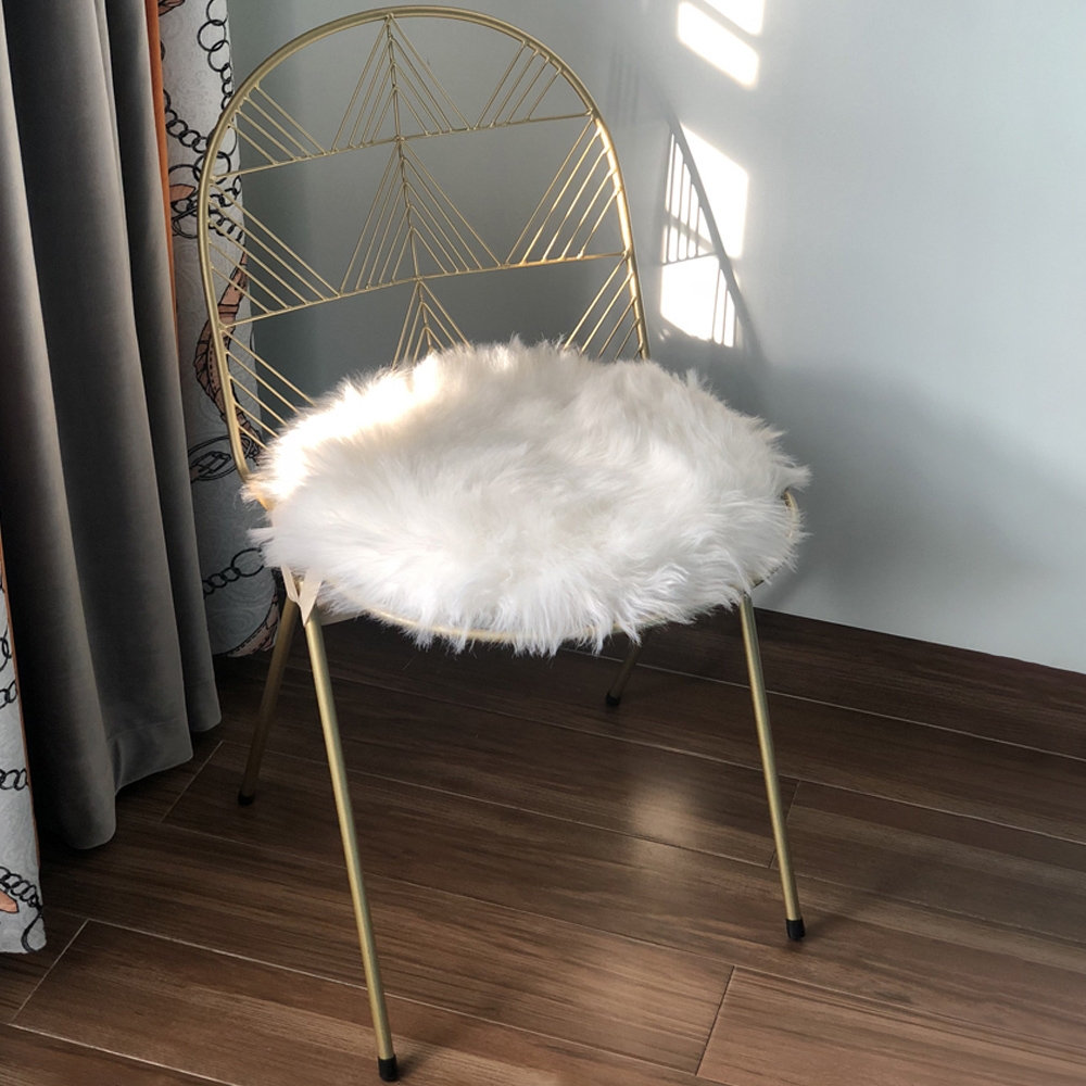 Nordic Accent Chair in Gold Finsh Chair with White Wool Cushion Accent Chair window image