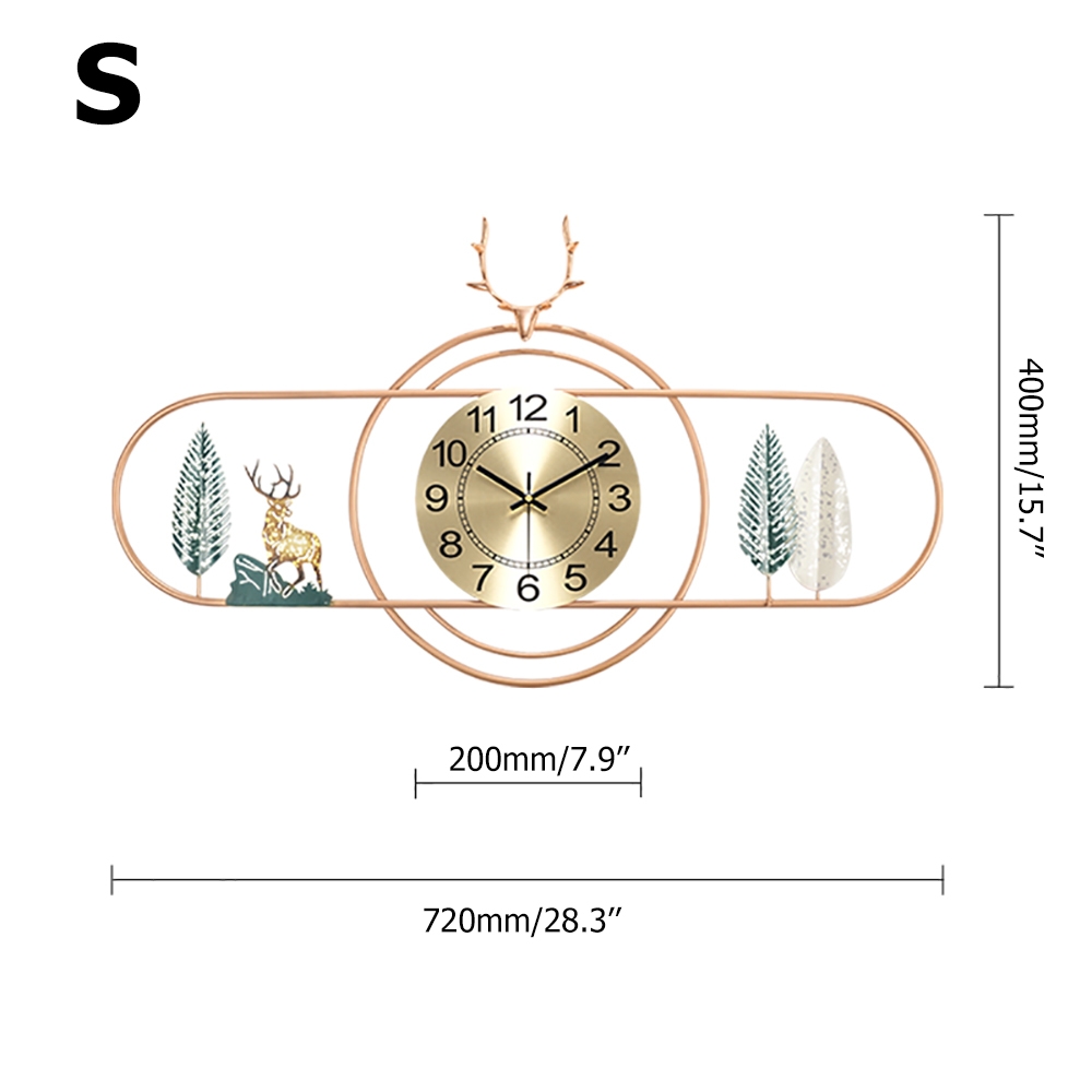 Small Deer Head Leaves Arabic Digital Wall Clock with Geometric Round and Oval Frames window image