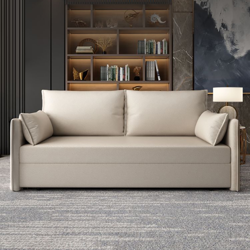 Convertible Sofa 77.2" Full Sleeper Sofa Leath-aire Upholstered Storage Sofa window image