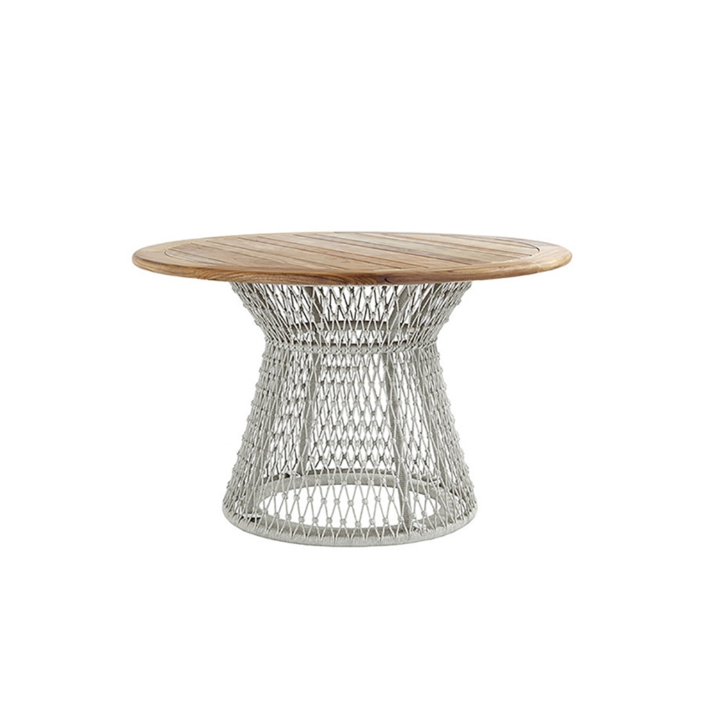 1000mm Patio Coffee Table Rattan Round Pedestal Table with Wood-Top window image