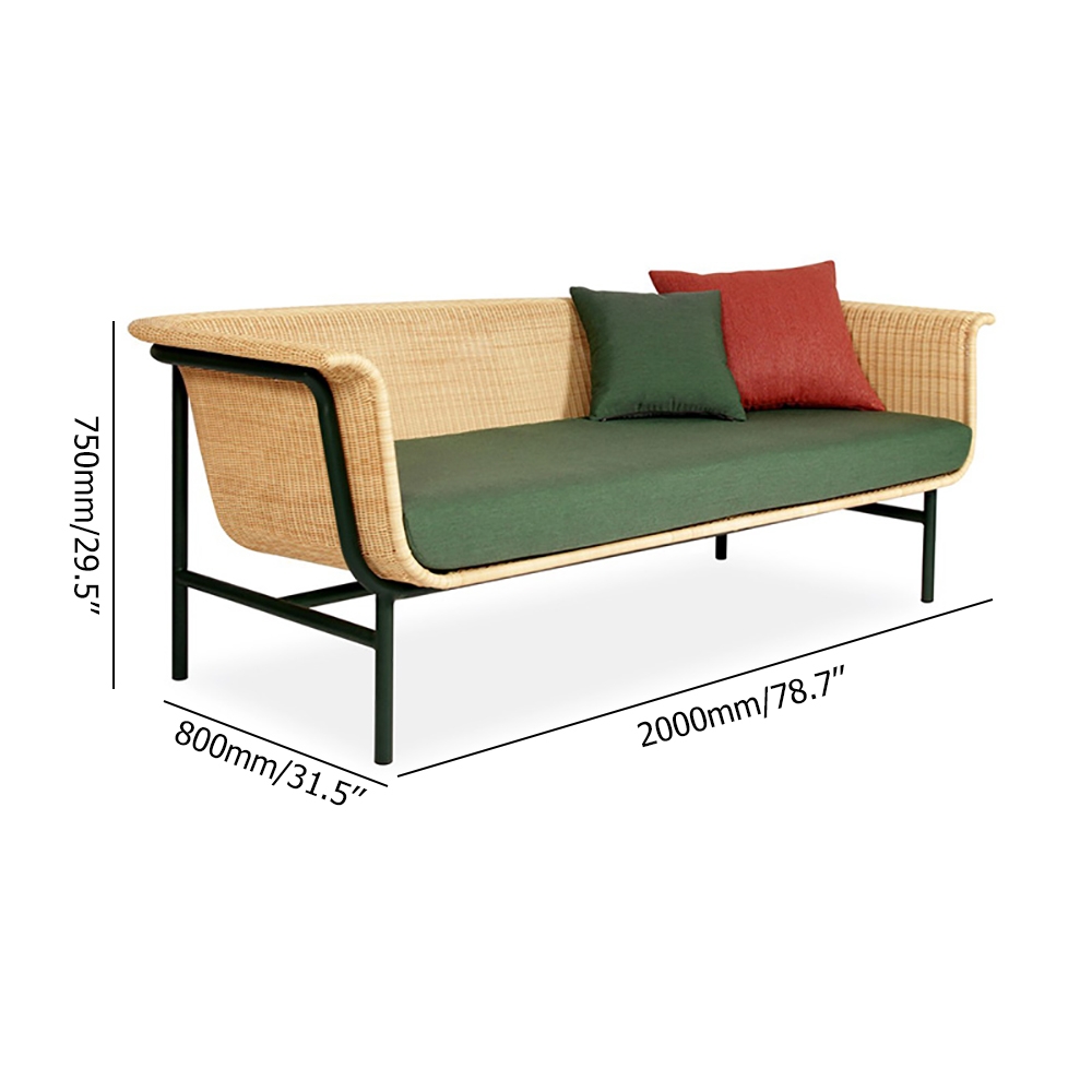 3-Seater Rattan Patio Sofa with Flared Arm and Pillow Back window image