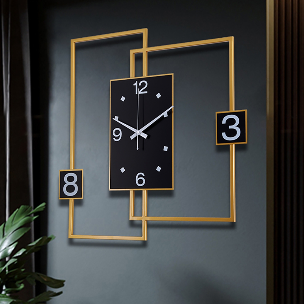 21.3" x 21.7" Geometry Rectangle Metal Wall Clock Personalized Home Decor window image