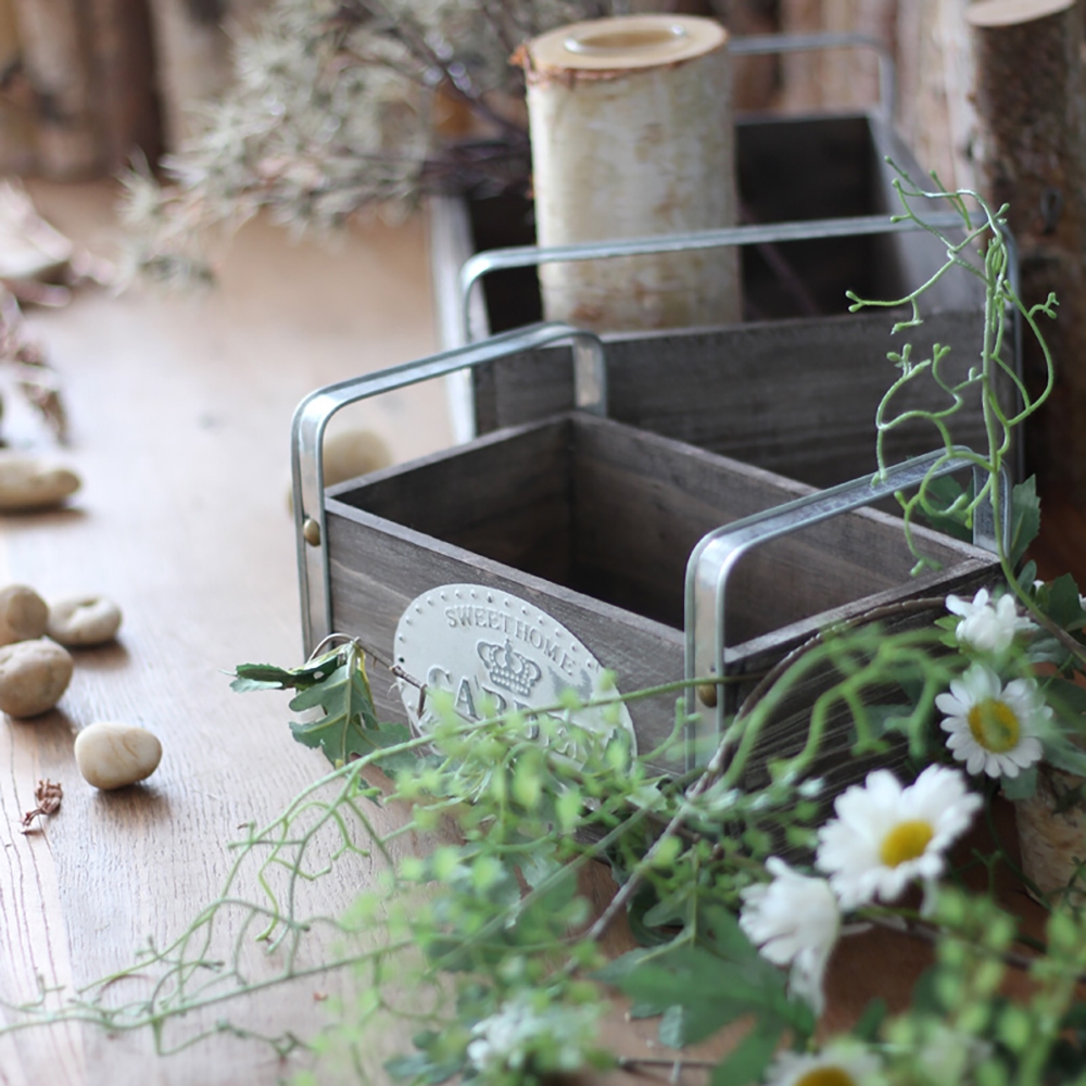 Vintage Desktop Organiser Storage Box with Handles Set of 3 window image