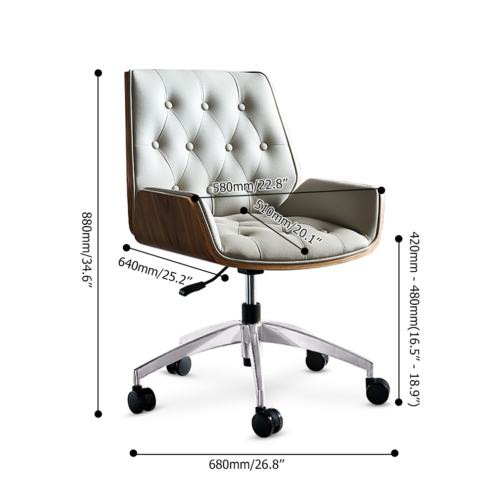 Green Leather Task Chair Upholstered Swivel Office Chair Height Adjustable window image