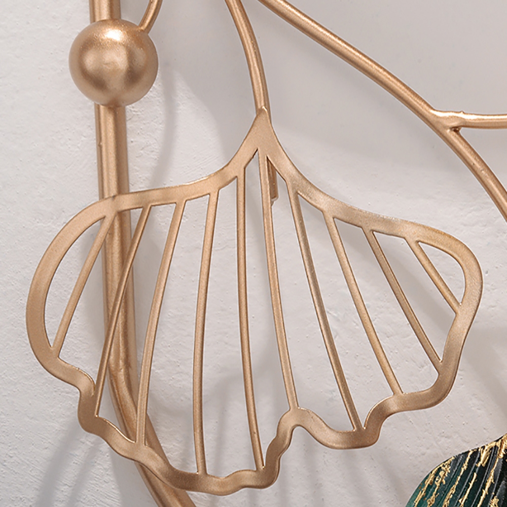 3D Deer Head Fashion Metal Wall Clock with Hollow-out Ginkgo Leaves window image