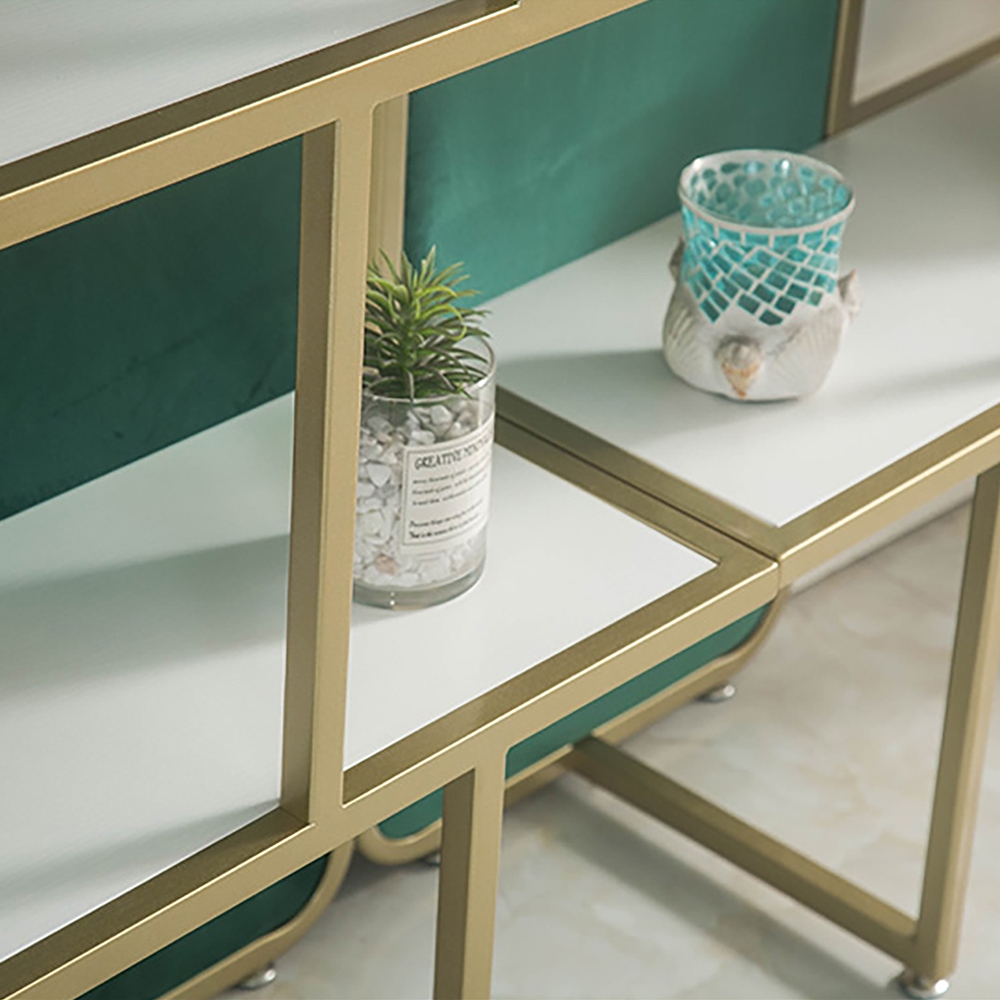 4-Tiers Golden Bookshelf Freestanding Display Bookcase in Green window image