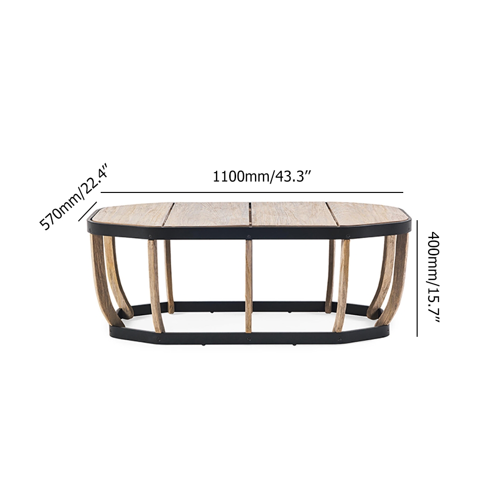 Mesa de centro octagon con tablero de madera de fresno Imagen de ventana