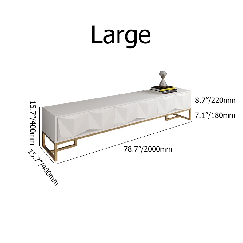 Nordic Black TV Stand 3D Embossed Surface Media Console 3 Drawers in Small window image