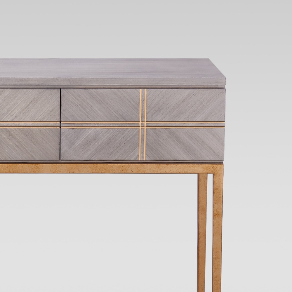 Modern Wood Console Table with Drawers with Metal Frame window image
