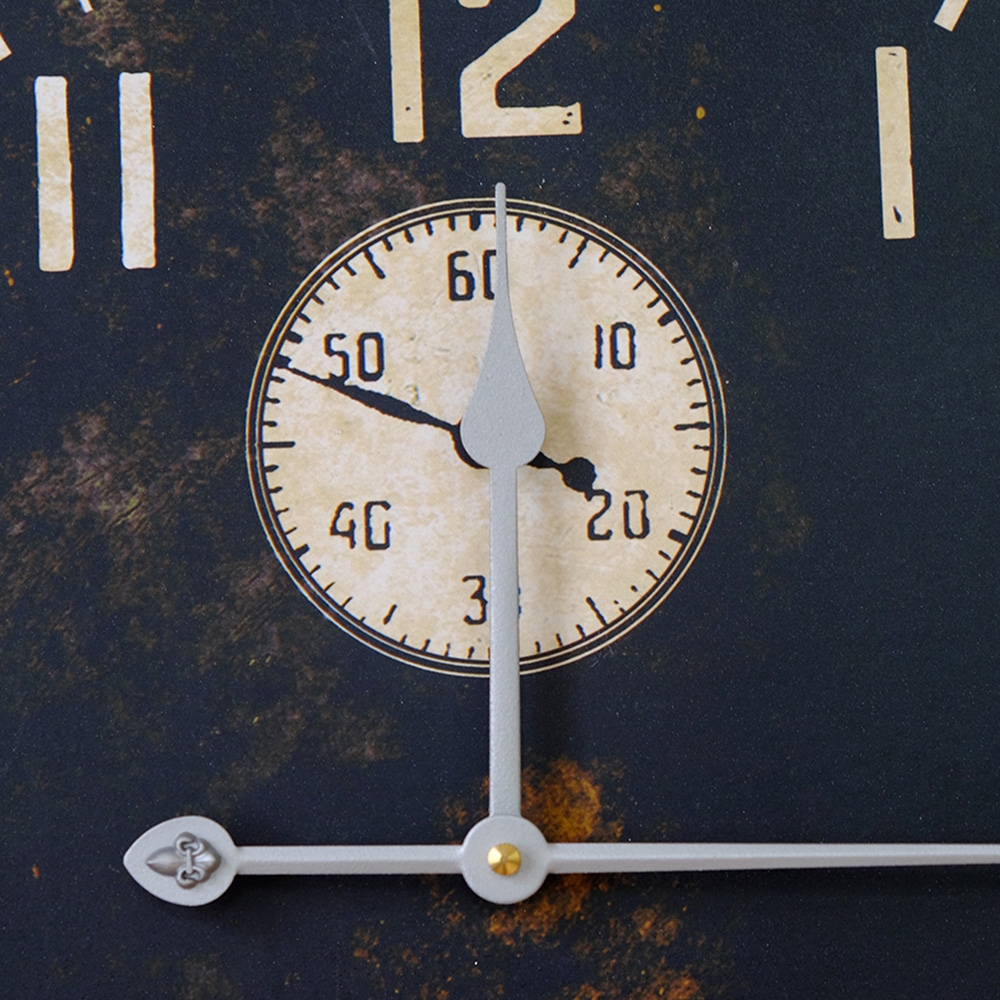 Retro-Industrial Style Unique Distressed Metal Circular Wall Clock with Pendulum window image