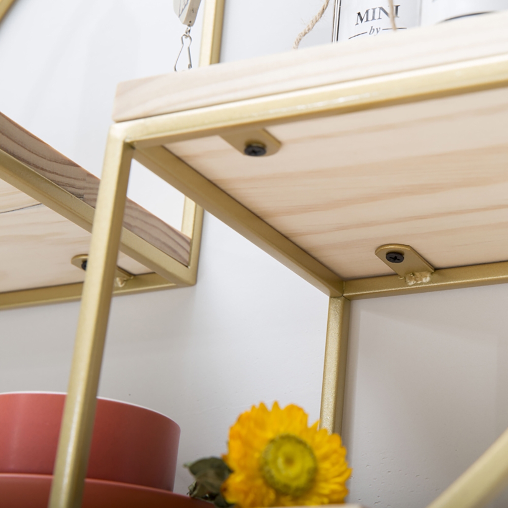 Floating Shelves Round Golden Decor Wall Shelves window image