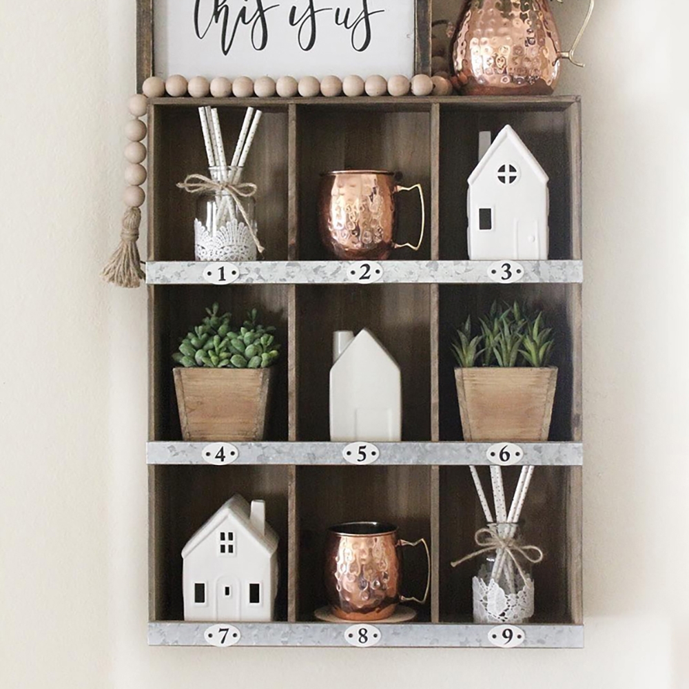 Rustic Retro Desk Organizer Rectangular Dish Storage Cabinet window image