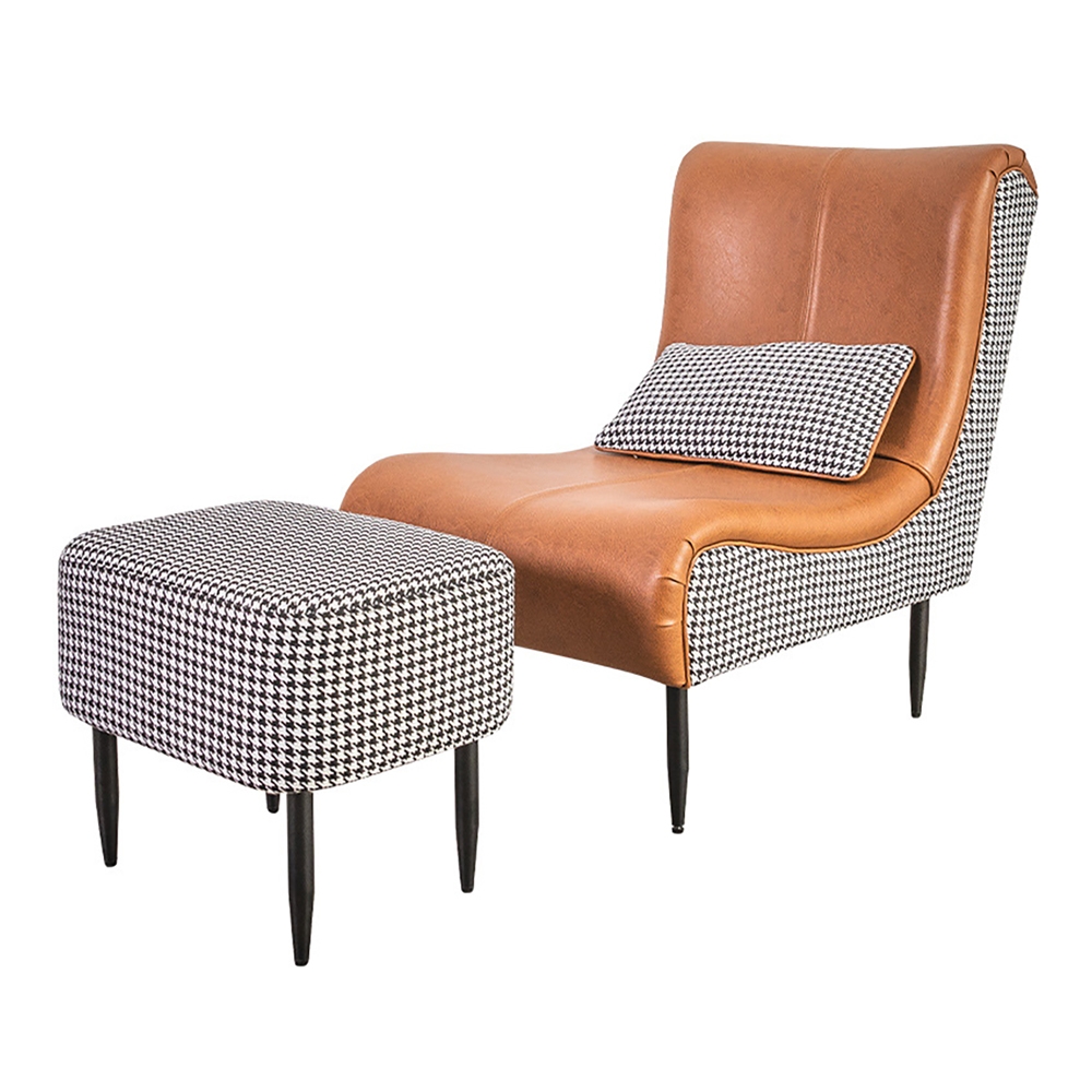 Orange Accent Chair Upholstered Leather Accent Chair Modern with Ottoman window image