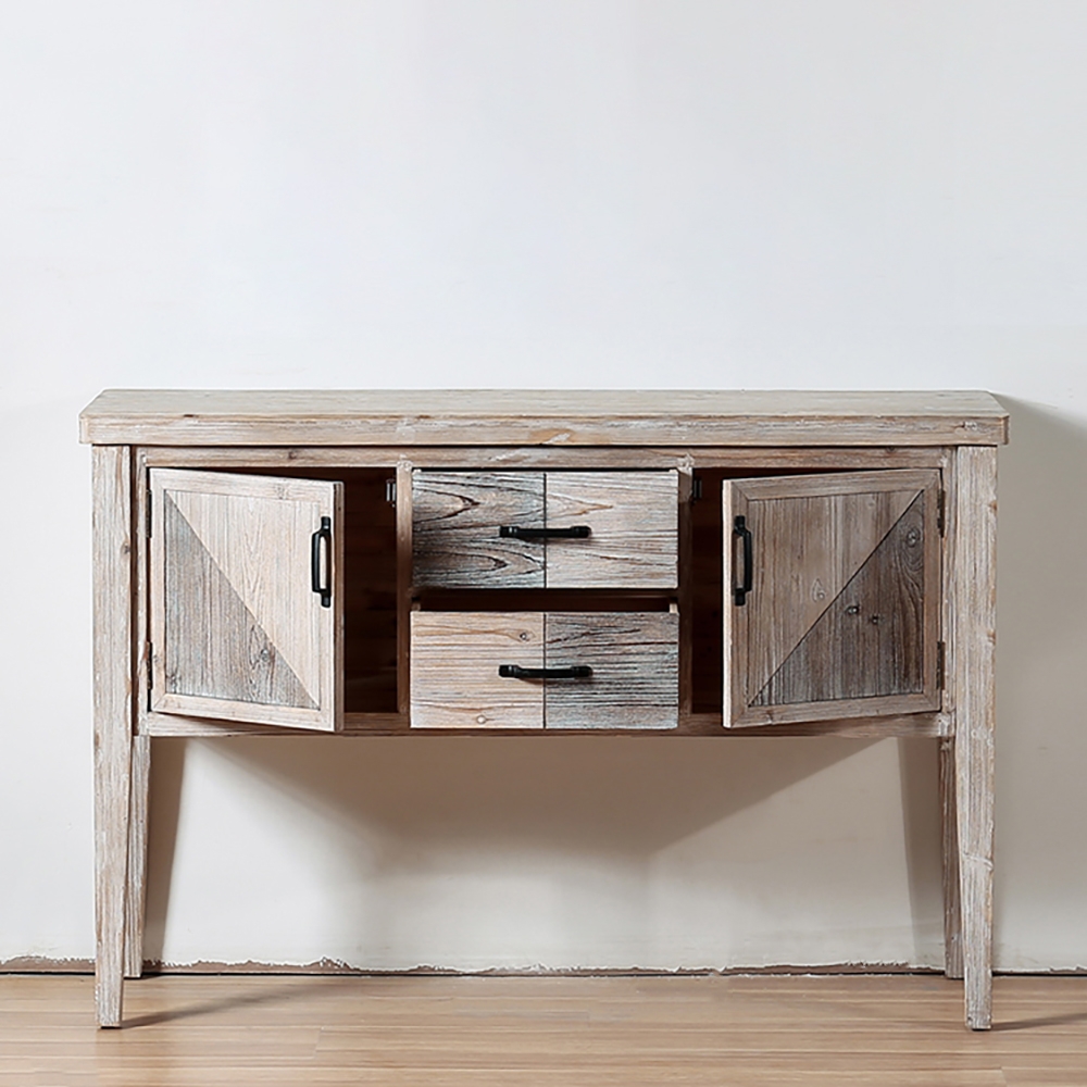 Farmhouse Wood Console Table with Drawers in Cedar & MDF Natural window image
