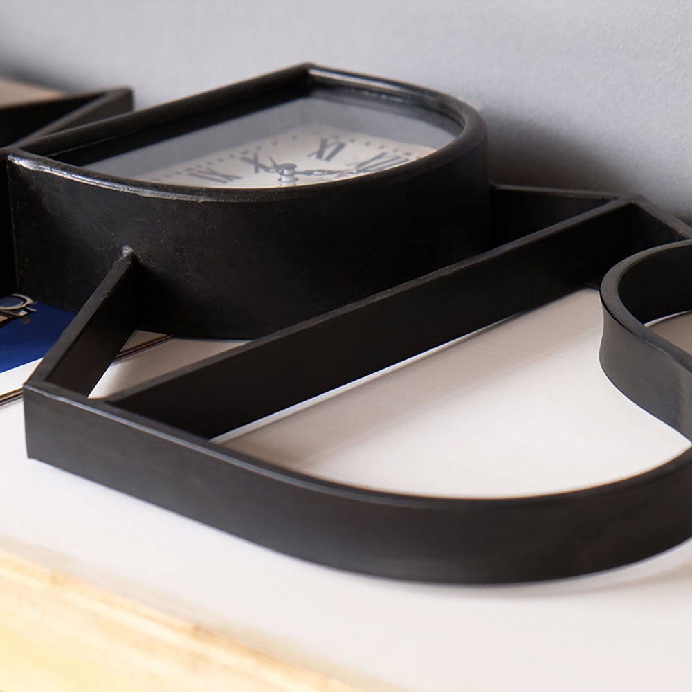 Nordic Retro-Style Black Metal Large Wall Clock Home Decor window image