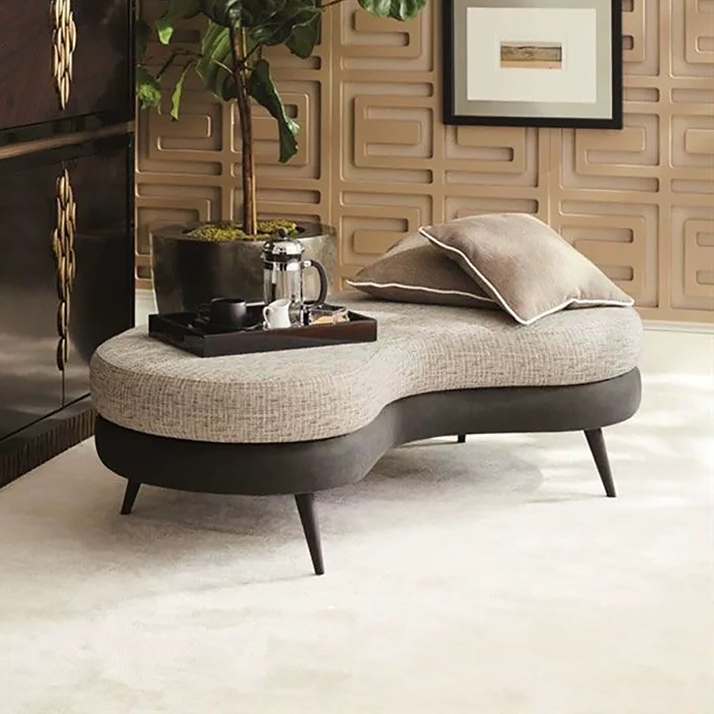 Modern Bench Cotton&Linen Upholstered Bench with Solid Wood Legs window image