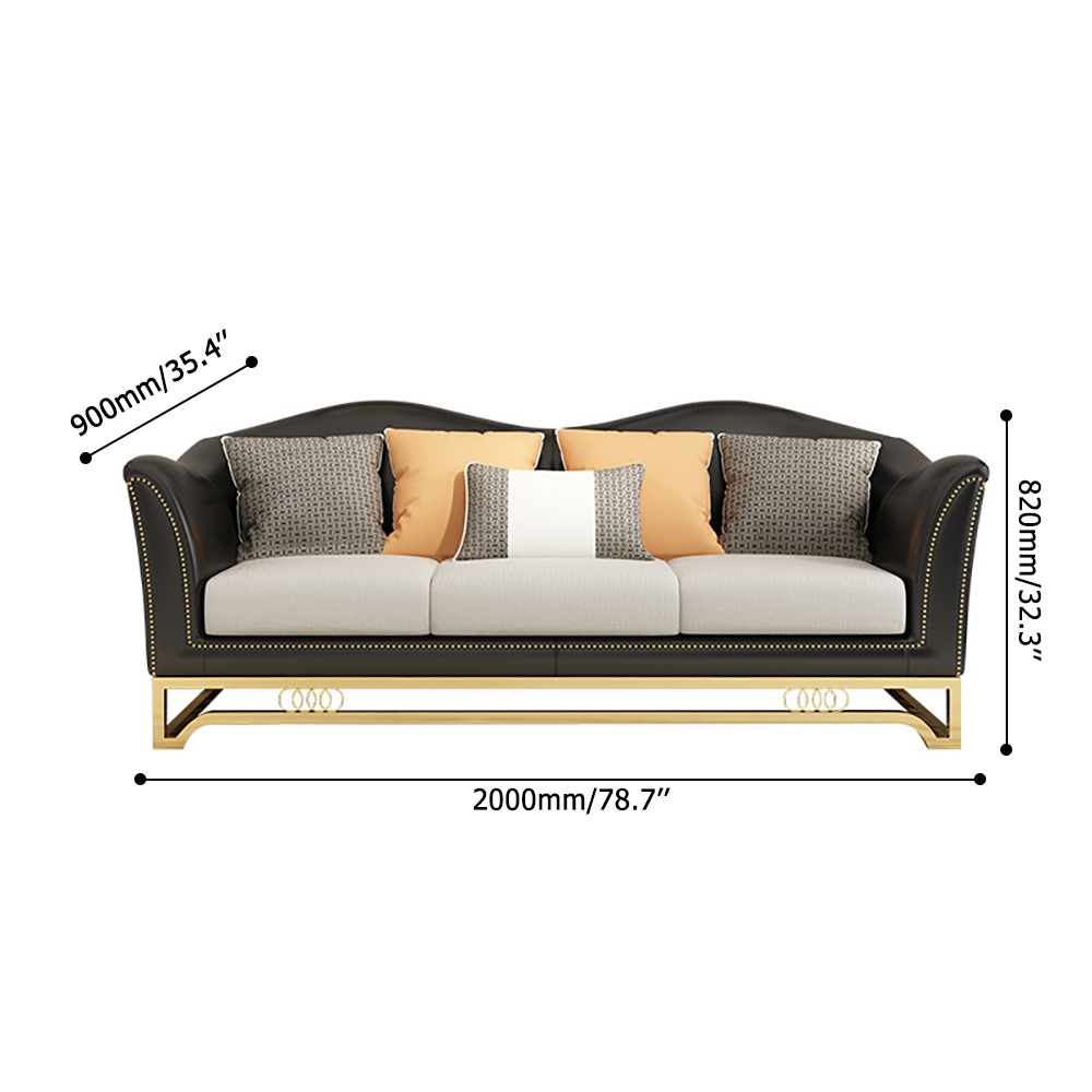 Modern Sofa 3-Seater Microfiber Leather Upholstered Sofa 78.7" Pillow Included window image