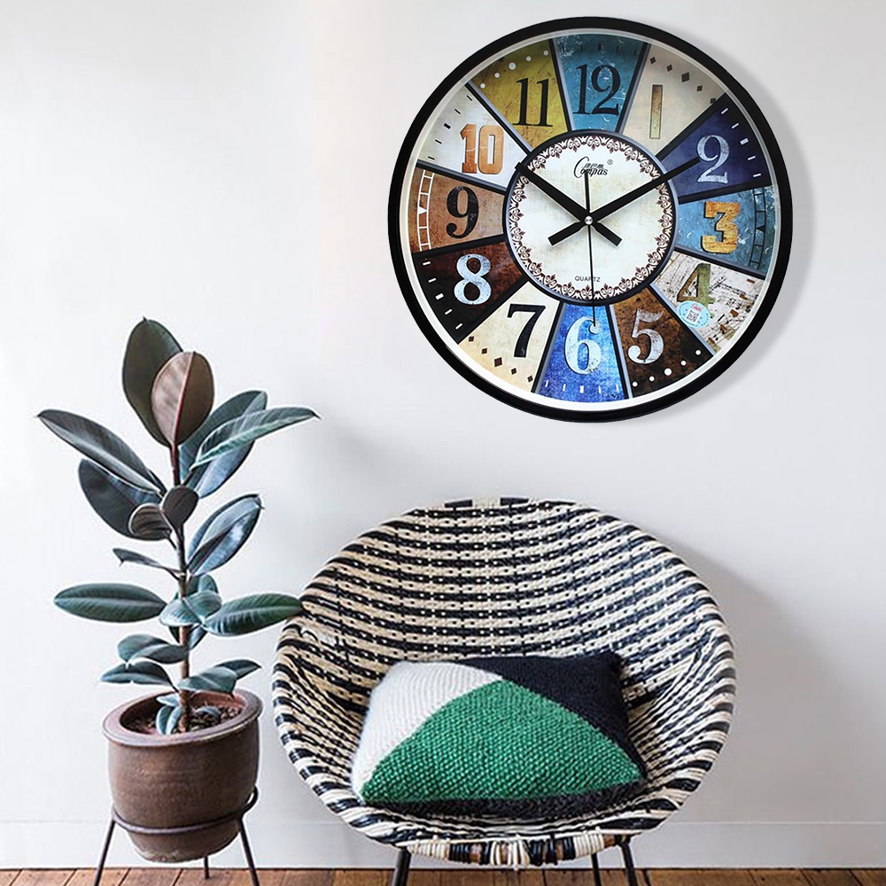 18" American Retro Style Resin Round Frame Mute Decorative Wall Clock window image