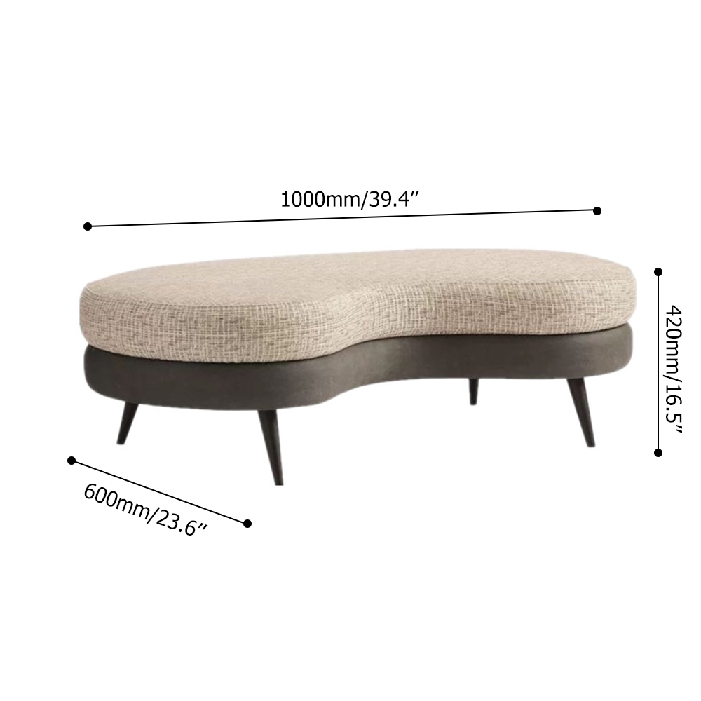 Modern Bench Cotton&Linen Upholstered Bench with Solid Wood Legs window image