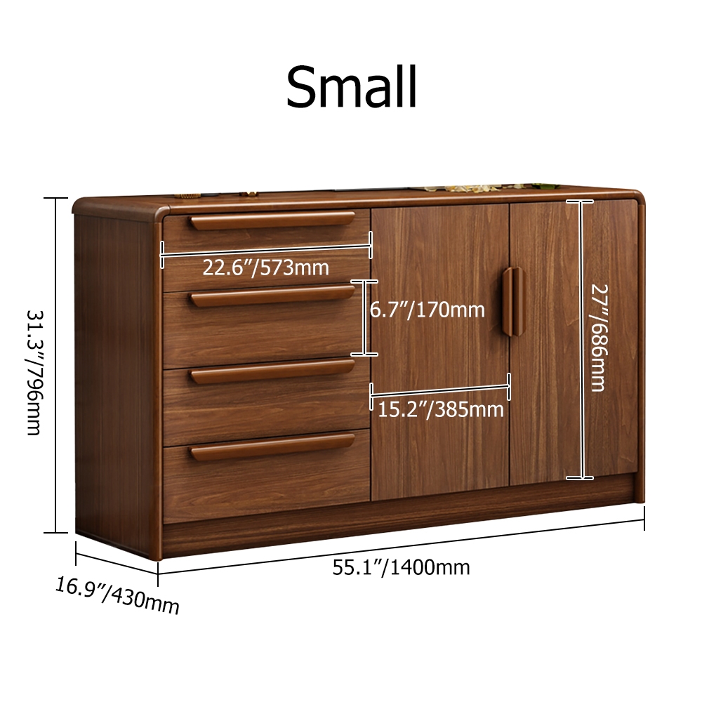 Walnut Sideboard New Chinese Style Buffet with Adjustable Shelves in Small window image