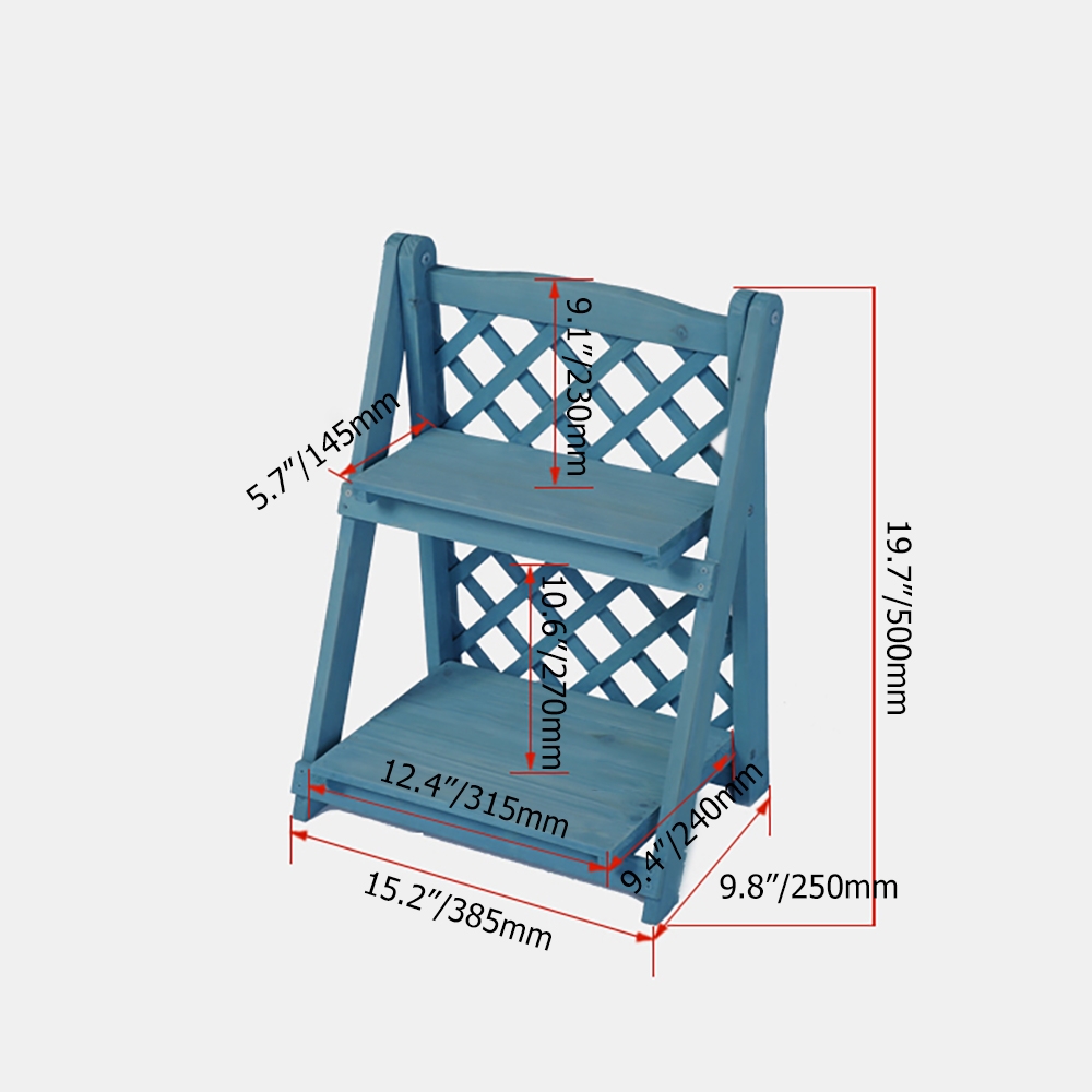 Vintage Wood Plant Stand Folding Shelves Set of 2 window image