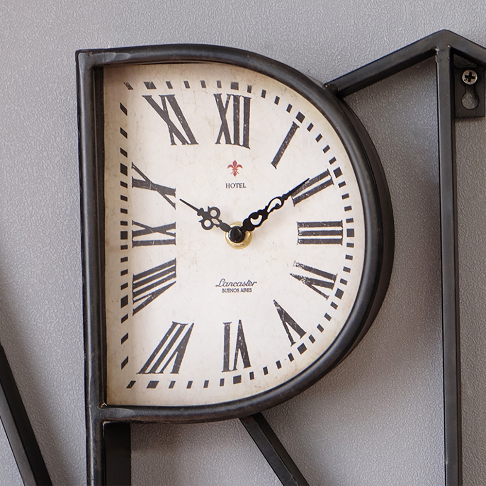 Nordic Retro-Style Black Metal Large Wall Clock Home Decor window image