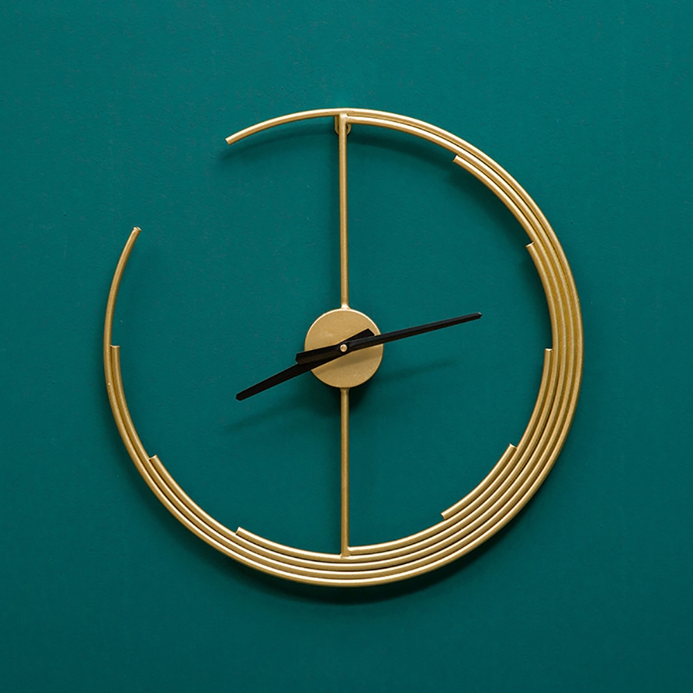 18.9" Minimalist Modern Crescent Design Golden Metal Large Wall Clock window image