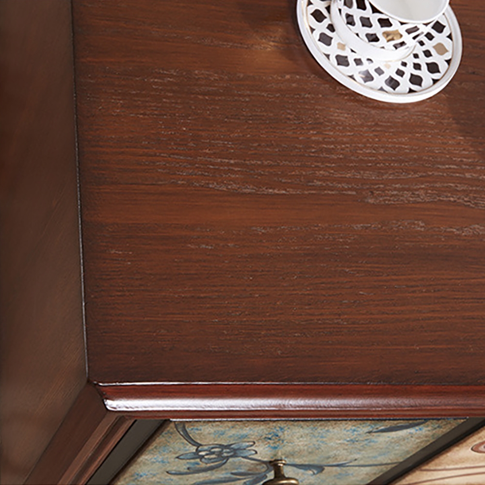 Farmhouse Wood Coffee Table with Drawers in Birch & MDF Mahogany Rustic window image