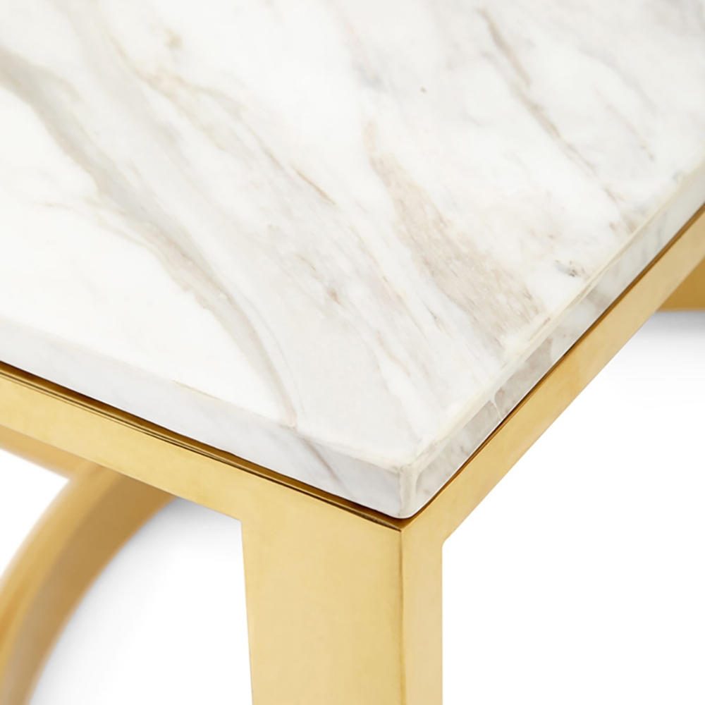 Modern Marble Coffee Table with Metal Frame Rectangle Accent Table window image