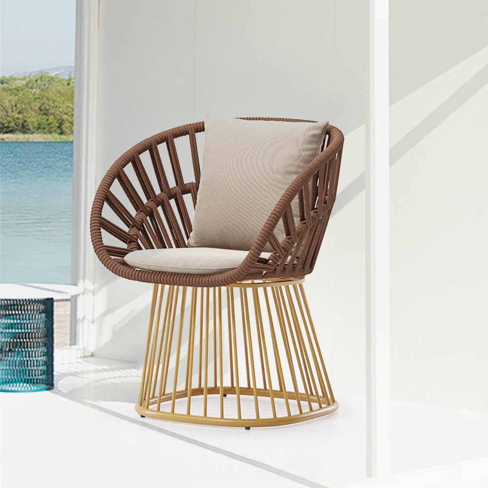 Rattan Patio Barrel Chair with Pedestal Base window image