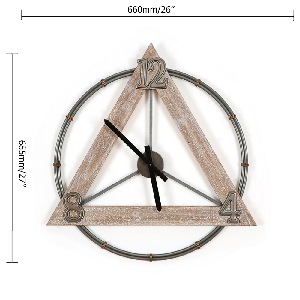 Retro-Style Oversized Wall Clock with Geometric Round&Triangle Design window image