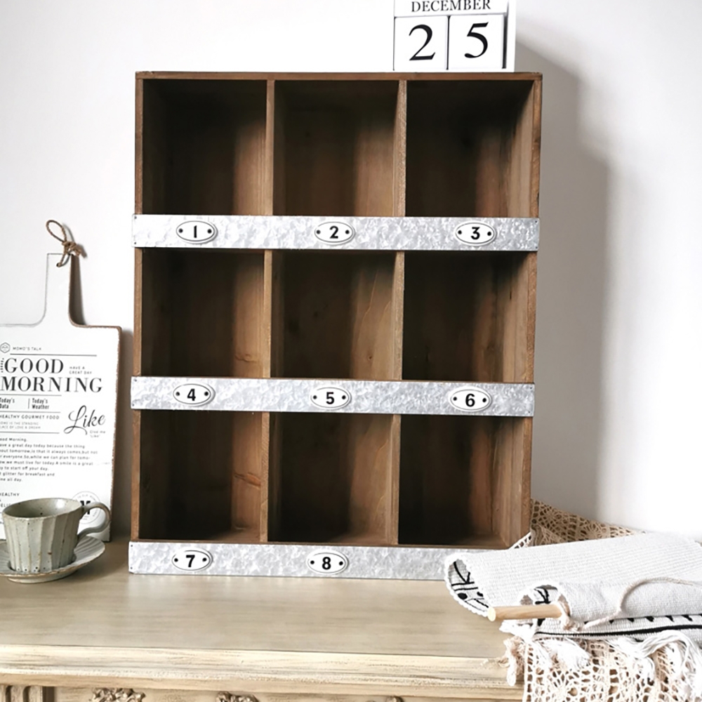 Rustic Retro Desk Organizer Rectangular Dish Storage Cabinet window image