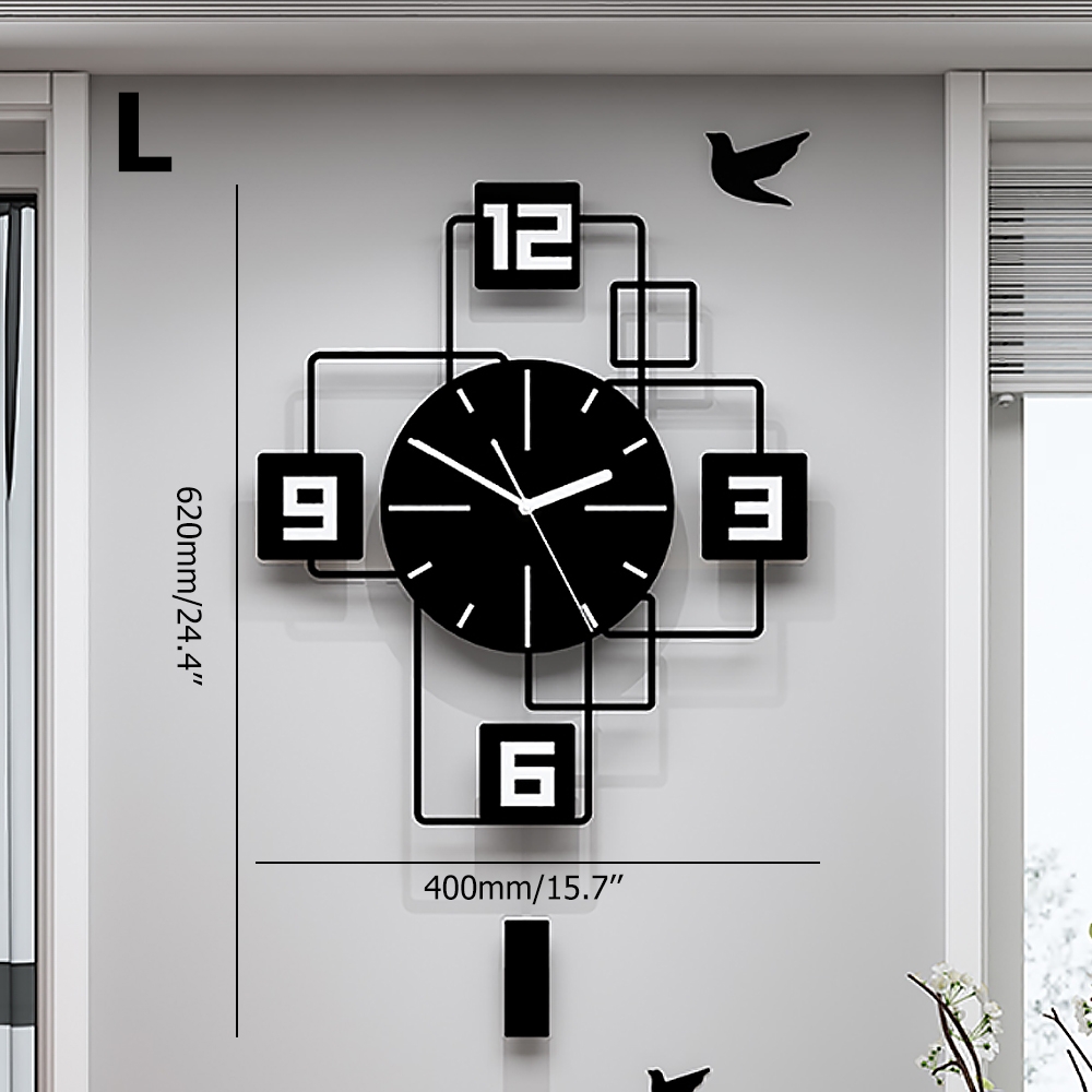Large Black & White Creative Decorative Mute Wall Clock Nordic Modern ...