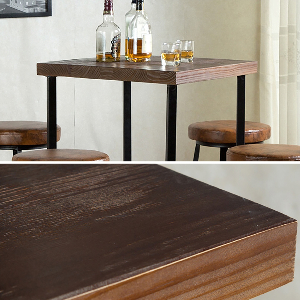 Industrial Walnut Bar Table Pine Wood Top & Metal Frame window image