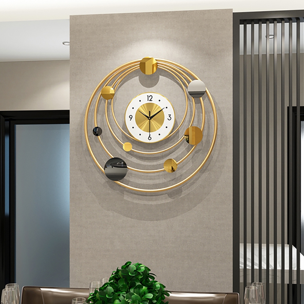 19.7" Creative Planet Geometric Metal Round Modern Design Large Wall Clock window image
