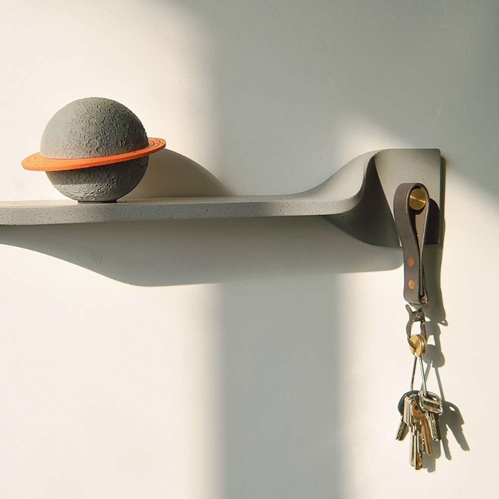 Industrial Gray Decor Floating Shelves with Hooks window image