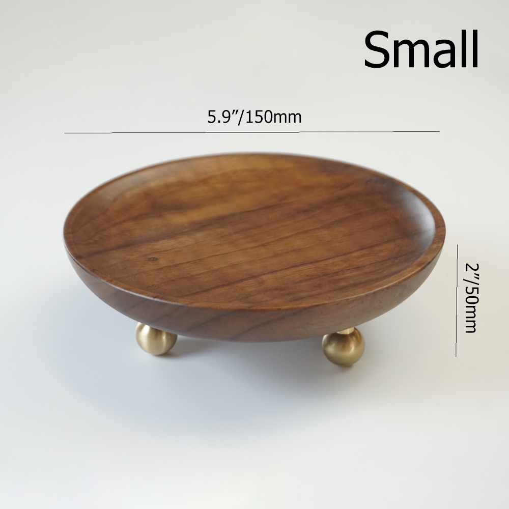 Cottage Round Walnut Makeup Tray Desktop Organizer Set of 2 window image