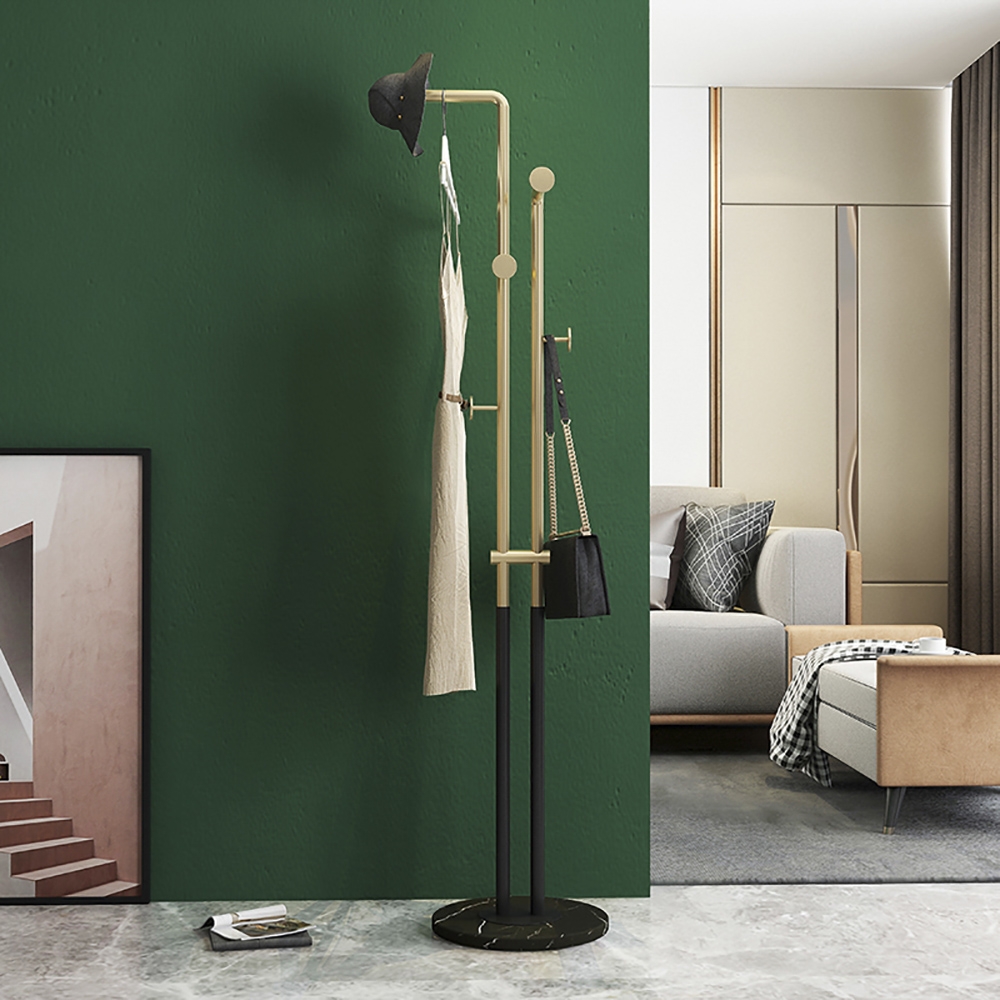 Scandinavian Style Round Coat Rack in White/Black/Gold window image