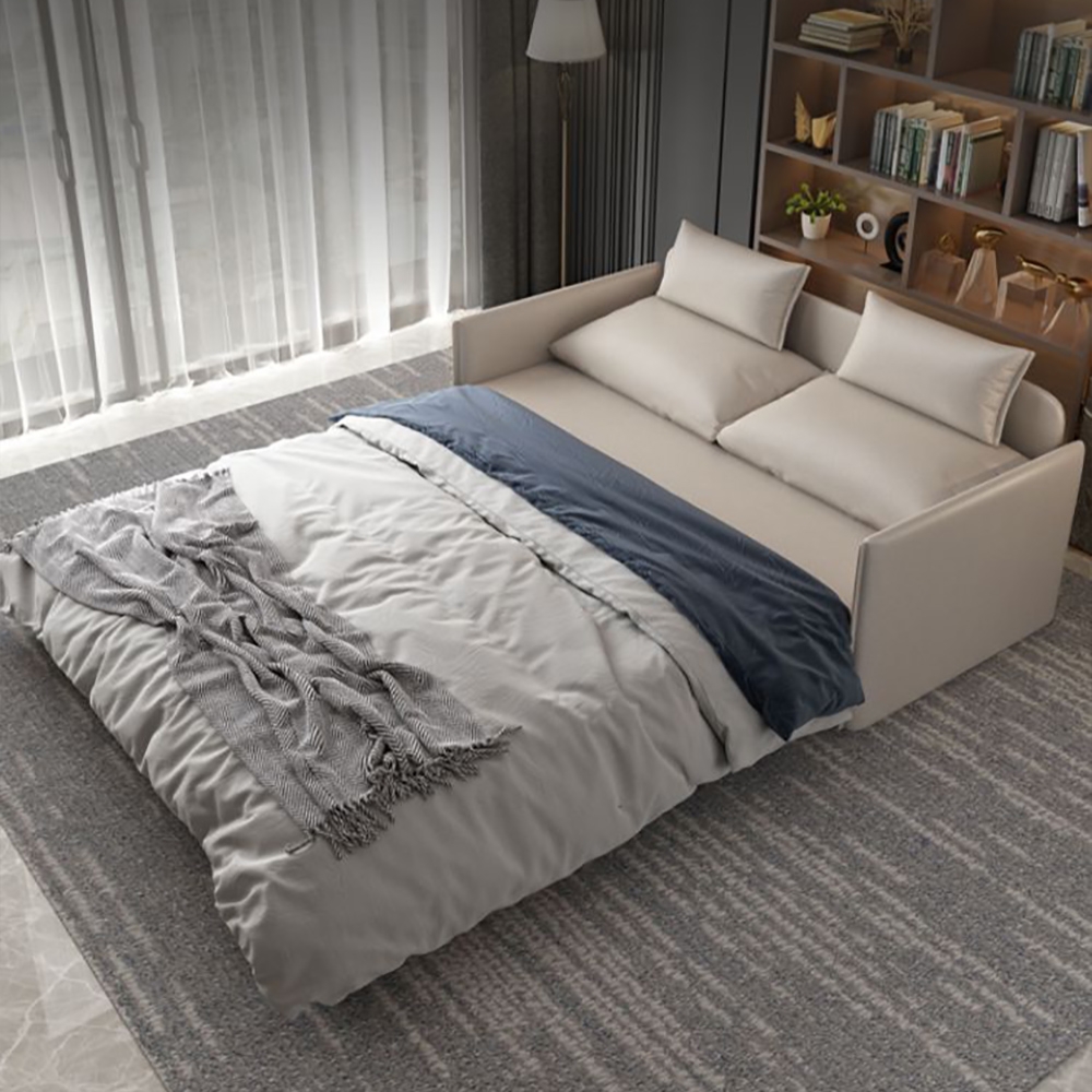 Convertible Sofa 77.2" Full Sleeper Sofa Leath-aire Upholstered Storage Sofa window image