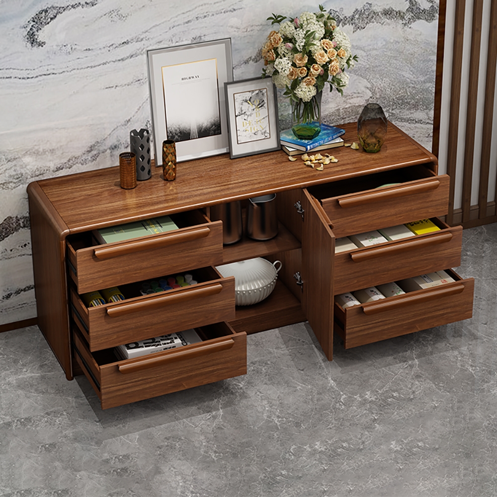 Walnut Sideboard New Chinese Style Buffet with Adjustable Shelves in Small window image