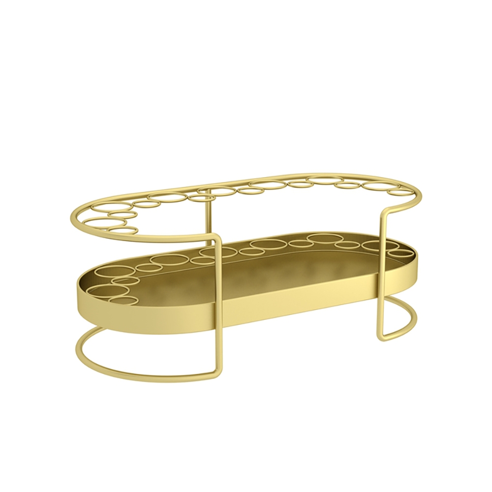 Modern Gold Makeup Oval Desk Organizer Makeup Rack window image