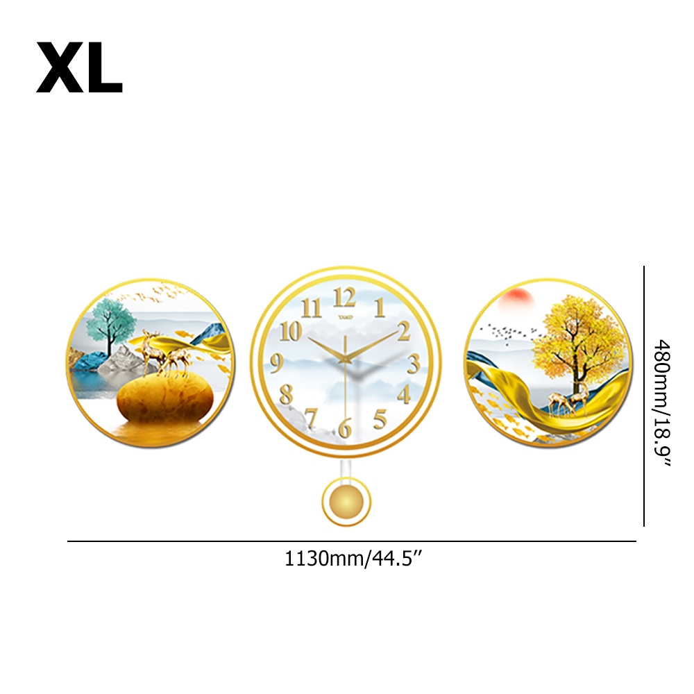 3 Pieces Geometric Rounds Acrylic Oversized Wall Clock Modern Minimalist Pastoral Style window image