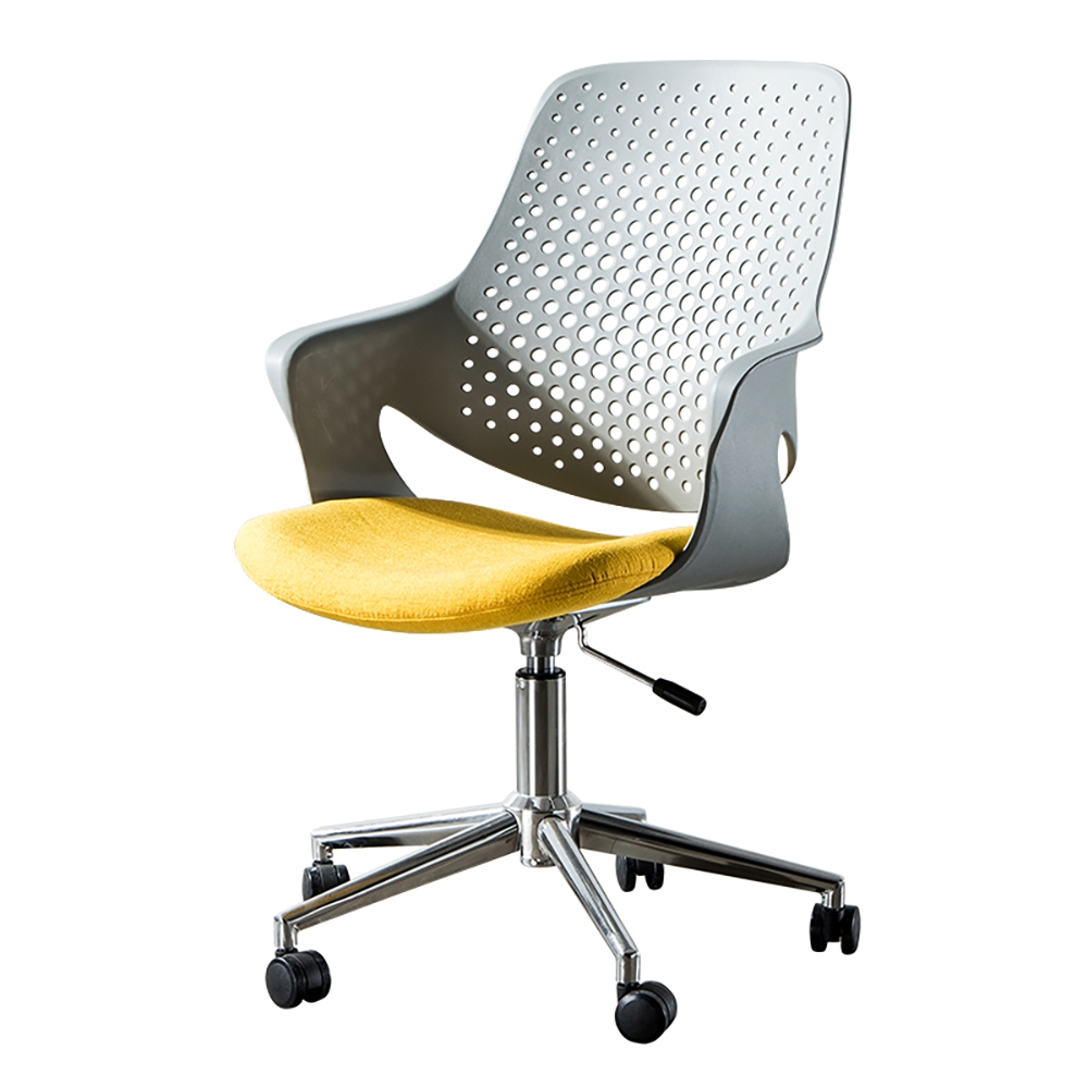 Modern Task Chair for Desk Cotton&linen Upholstered Swivel Office Chair window image