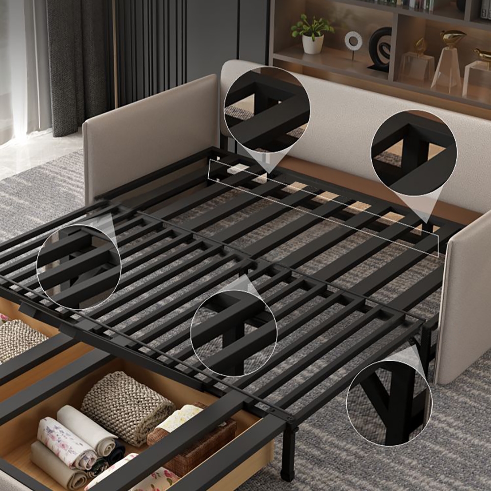 Convertible Sofa 77.2" Full Sleeper Sofa Leath-aire Upholstered Storage Sofa window image