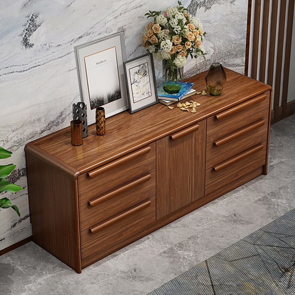 Walnut Sideboard New Chinese Style Buffet with Adjustable Shelves in Small window image