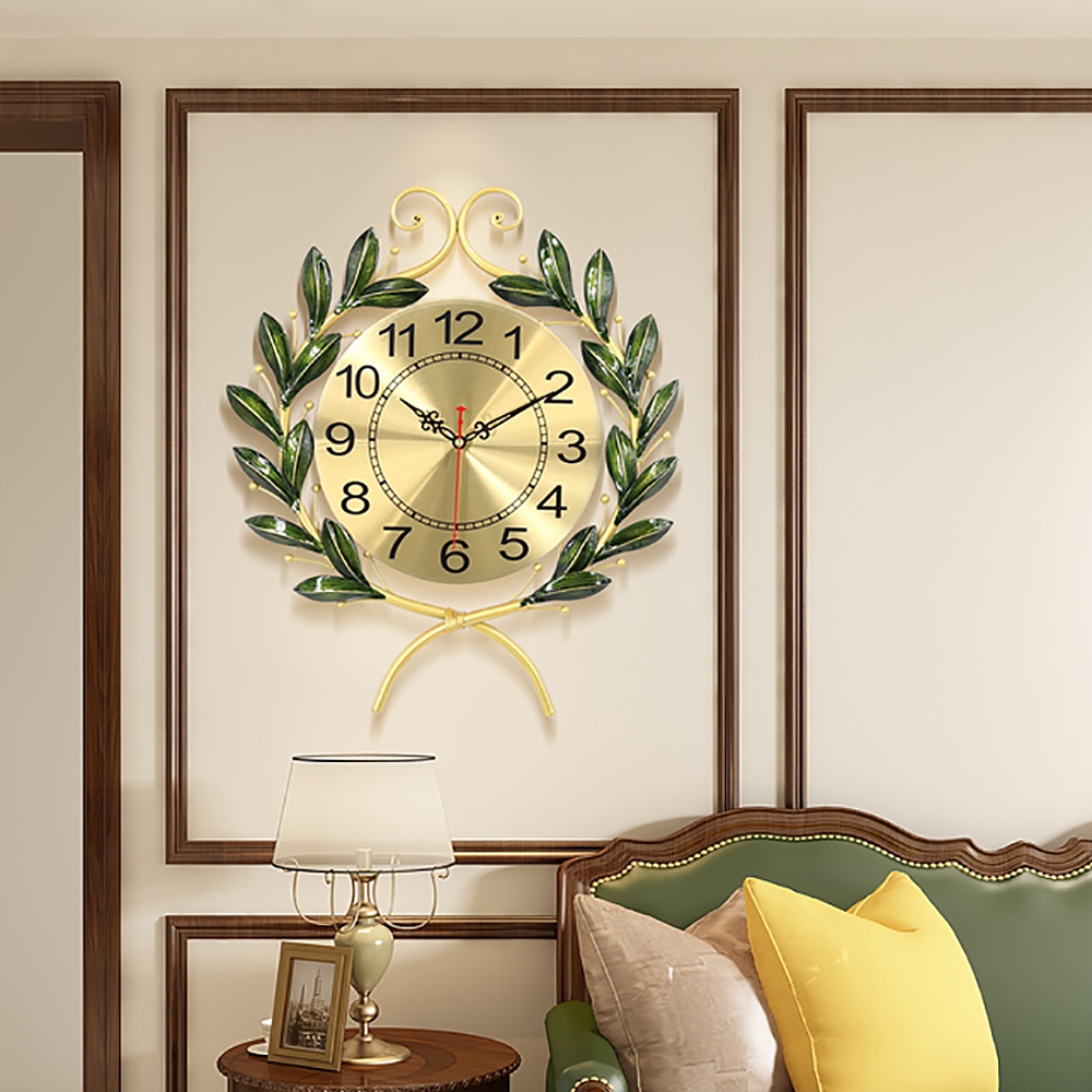 Artistic Fashion Olive Branches Leaves Wall Clock Home Decor window image