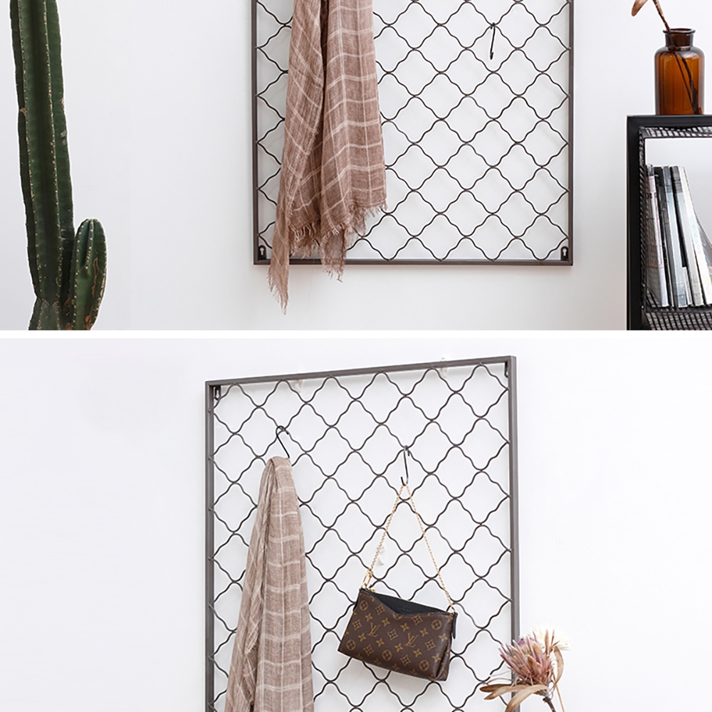 Black Grid Coat Rack Entryway Wall Mounted Rack window image