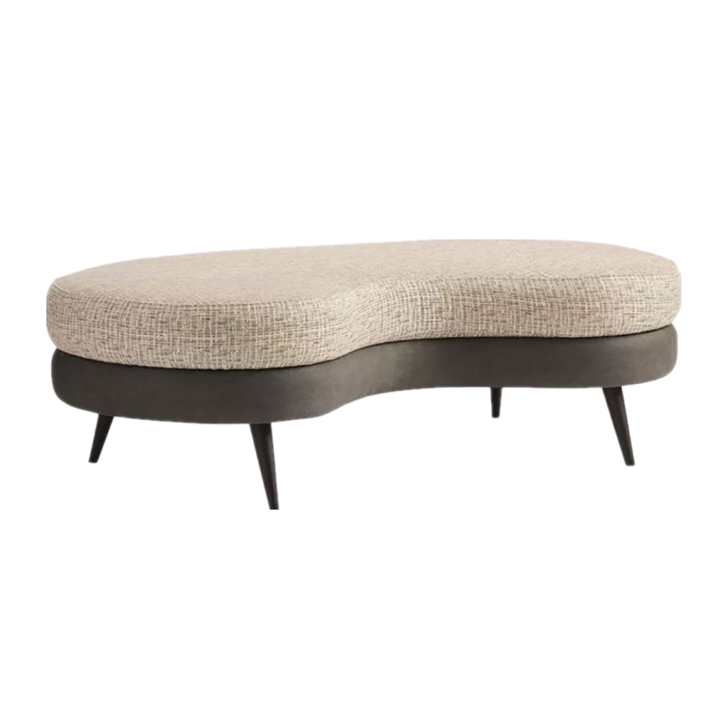 Modern Bench Cotton&Linen Upholstered Bench with Solid Wood Legs window image