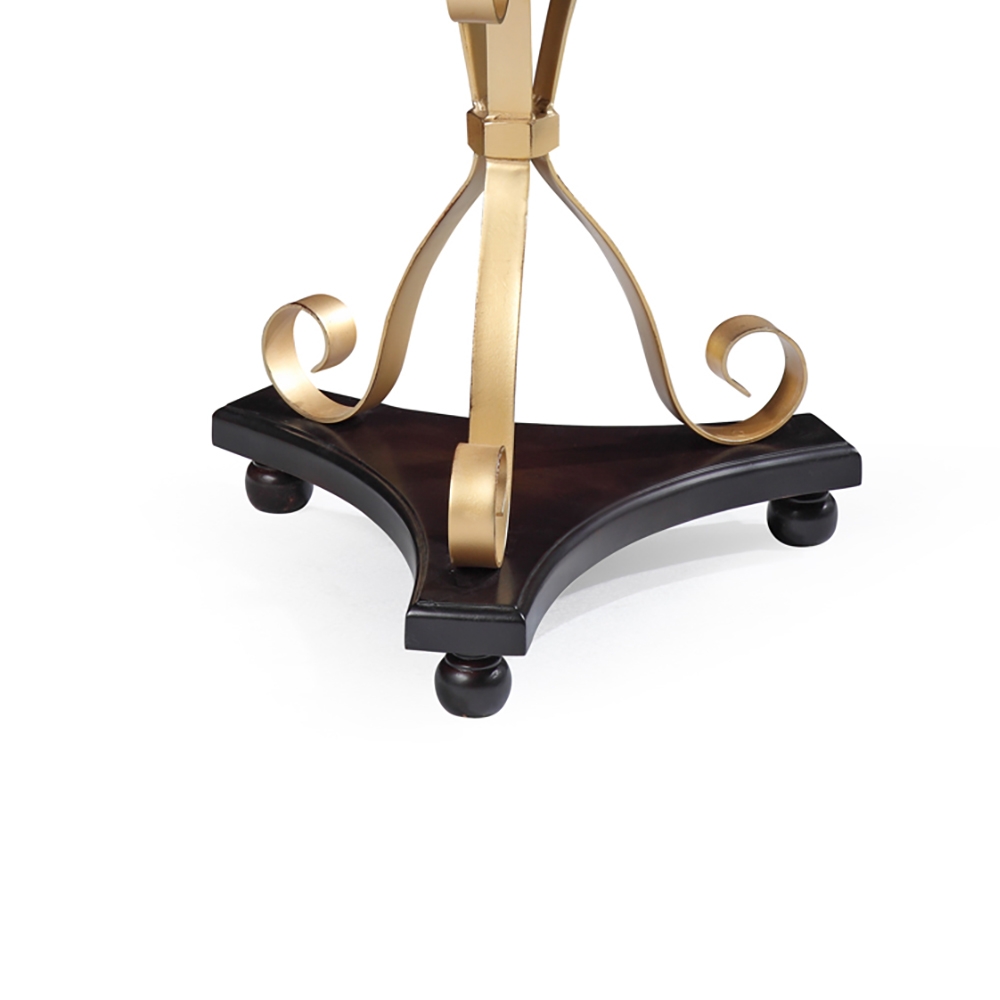 Vintage Round End Table in MDF & Metal Espresso Wooden Side Table window image